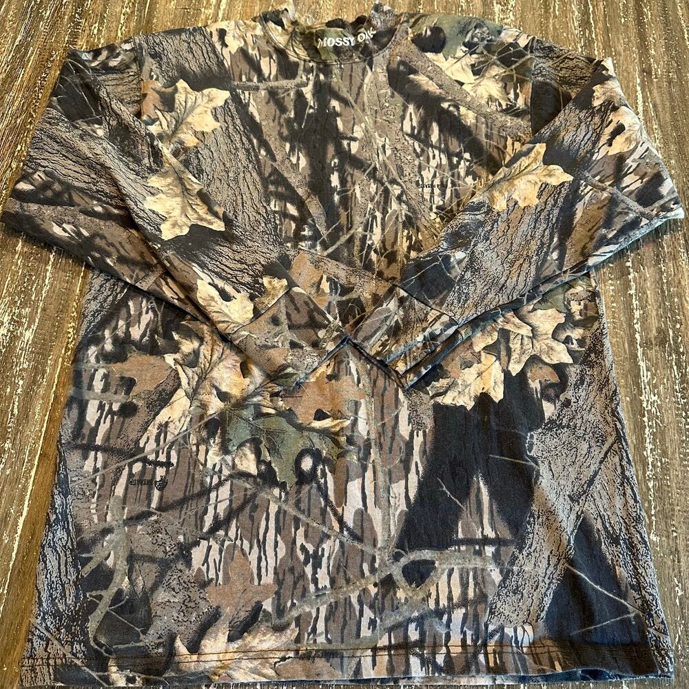Vintage Mossy Oak Long Sleeve Mock Neck Turtleneck Shirt Base Layer Mens Size L